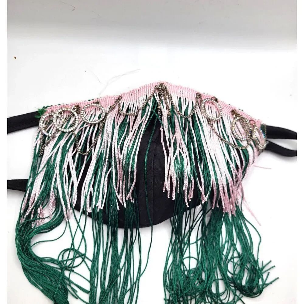 Handmade Fringe Maskโwith Chain and Circles Brebitz